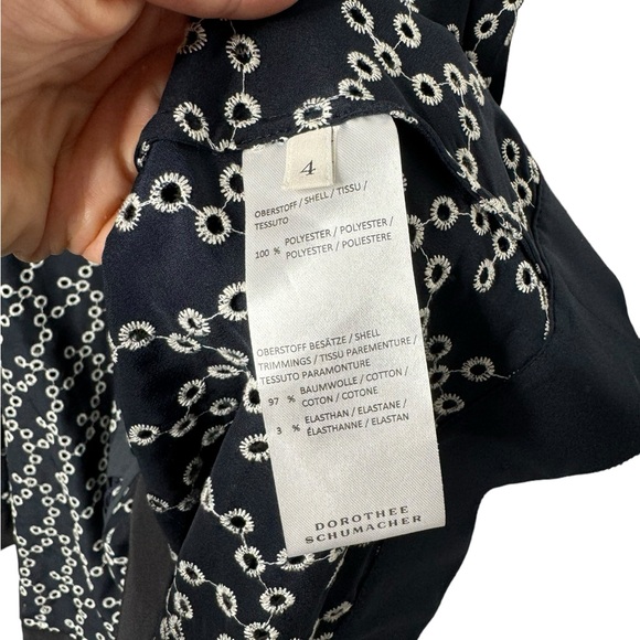Dorothee Schumacher | Navy Eyelet Corset Lace Up Front Grosgrain Trim Dress 4/L - Picture 10 of 11